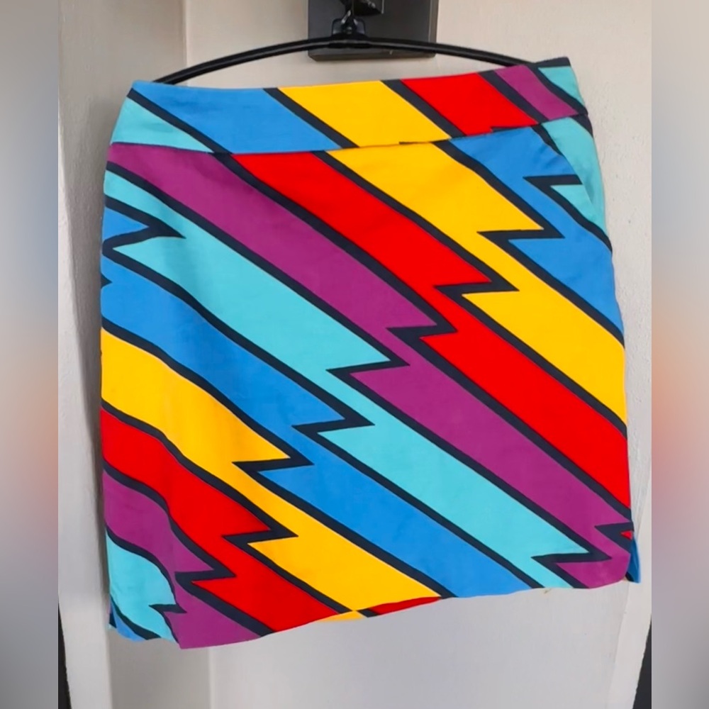 LoudMouth Womens Golf Skort Yellow/Purple/Red/Blue Lightning Bolt Pockets 12